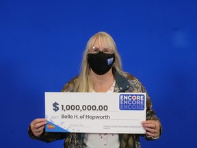 Belle Hoggard of Hepworth turned a $1 Encore option for a Lotto Max ticket earlier this month into $1 million when all seven of the numbers selected matched. Photo submitted.