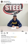 Adam Fantilli signs with Michigan University. Photo courtesy of @adamfantilli