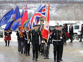 A parade ends Remembrance Day ceremonies at Legion Branch 165 in Waterways on Thursday, November 11, 2021. Vincent McDermott/Fort McMurray Today/Postmedia Network