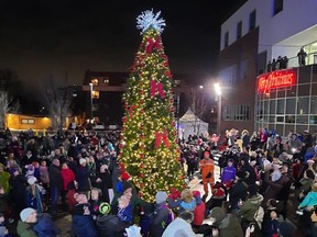Residents gather outside City Hall for Fort Saskatchewan's annual Lights Up! event. Photo by Gale Katchur