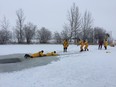 An image of the city's fire service department training on the ice water. (Supplied by Leanne Anderson)