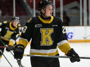Defenceman Ethan Ritchie was traded to the Sarnia Sting from the Kingston Frontenacs on Nov. 15, 2021. (Robert Lefebvre/OHL Images)