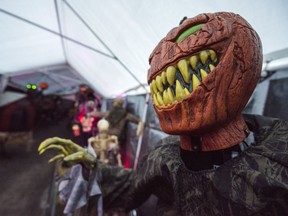 An animatronic stands as it awaits visitors through this year's Deadnersville haunt Saturday in Prince Edward County, Ontario. ALEX FILIPE