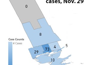 Health unit graphics show the locations and ages of active cases of COVID-19.