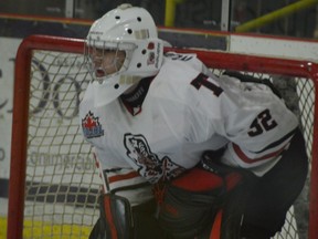 Tikis goaltender Philip Rondina made 33 saves and was named second star in Brockville's 3-1 win at home against Westport on Monday night. File photo/The Recorder and Times