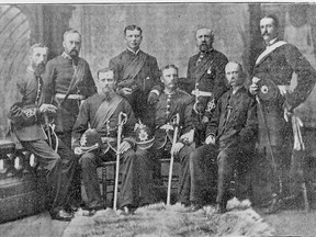 This photo is from (circa) 1882 and details the commanding officers of the 24th Kents. Col. Matthew Martin is seated at left. John Rhodes photo