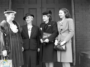 Sybil Courtice (second from left) in 1946. One of the most famous missionaries of her age, Courtice spent almost two years interned in Japan during the Second World War. Courtesy Elgin County Archives.