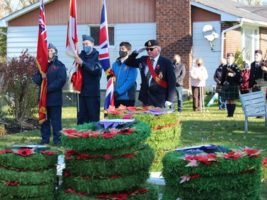 The start of ceremonies at the Maxville Cenotaph. Photo on Saturday, November 6, 2021, in Maxville, Ont. Todd Hambleton/Cornwall Standard-Freeholder/Postmedia Network