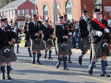 The South Glengarry Pipe Band, leading the parade to begin Remembrance Day ceremonies in Lancaster on Sunday afternoon. Photo on Sunday, November 7, 2021, in Lancaster, Ont. Todd Hambleton/Cornwall Standard-Freeholder/Postmedia Network