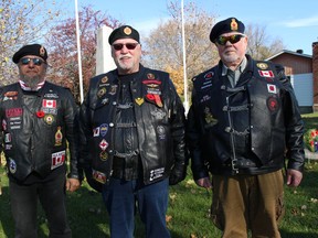 Legion Riders in Maxville, representing Lancaster Branch 544, are (from left) Frank Loria, Gaetan Lefebvre and Norm Marginson.Photo on Saturday, Nov. 6, 2021, in Maxville, Ont. Todd Hambleton/Cornwall Standard-Freeholder/Postmedia Network