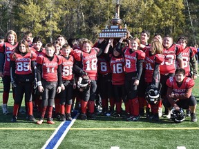 The Cornwall Mosquito Wildcats celebrate a NCAFA A Cup crown, in Nepean. Handout/Cornwall Standard-Freeholder/Postmedia Network