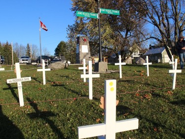 Rows of crosses at the Martintown Cenotaph. Photo on Wednesday, November 10, 2021, in Martintown, Ont. Todd Hambleton/Cornwall Standard-Freeholder/Postmedia Network