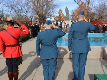 The ceremony underway at the Cornwall Cenotaph. Photo on Thursday, November 11, 2021, in Cornwall, Ont. Todd Hambleton/Cornwall Standard-Freeholder/Postmedia Network