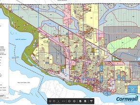 The map included in the final draft of the City of Cornwall zoning bylaw. Handout/Cornwall Standard-Freeholder/Postmedia Network