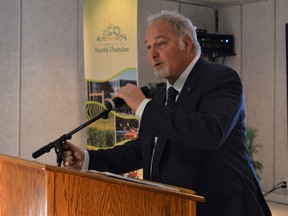 SDG Warden and Deputy Mayor of North Dundas Al Armstrong speaking during the Warden's business breakfast on Friday November 19, 2021 in Cornwall, Ont. Shawna O'Neill/Cornwall Standard-Freeholder/Postmedia Network