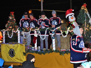 Even the Cornwall Colts had a float, on Saturday November 20, 2021 in Cornwall, Ont. Francis Racine/Cornwall Standard-Freeholder/Postmedia Network