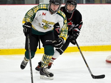 A Glengarry Highlanders U18 player skates out of her defensive end during play against the Nepean Wildcats on Saturday November 13, 2021 in Cornwall, Ont. Glengarry won 4-1. Robert Lefebvre/Special to the Cornwall Standard-Freeholder/Postmedia Network