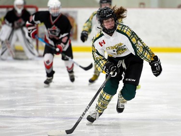 A Glengarry Highlanders U18 player skates back to her defensive end during play against the Nepean Wildcats on Saturday November 13, 2021 in Cornwall, Ont. Glengarry won 4-1. Robert Lefebvre/Special to the Cornwall Standard-Freeholder/Postmedia Network