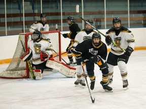 The Hanna Colts U18 team took to the ice Oct. 29 to take on Blackfalds. The Colts won 4-3 against the visiting team. The following night the colts visited Airdrie where they once again brought home a 3-2 win. Their next home game will be on Nov. 7 at 2:30 p.m. Misty Hart/Postmedia