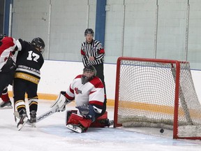 The Hanna Colts U18 team had an away game in Medicine Hat where they lost 5-1 on Nov. 5. On Nov. 7 they returned to the Hanna arena where they took on Beisker, winning 5-2 in a physical game against the visiting team. The league will be retiering over the break and will return for the regular season on Nov. 19. Jackie Irwin/Postmedia