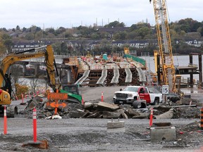 A view on Monday of Kingston's new bridge that is currently under construction across the Cataraqui River.