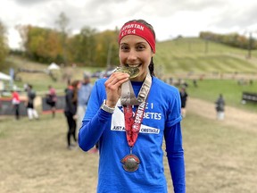 Imogen Lawford-Wickham on Blue Mountain near Collingwood after completing a Spartan Sprint Race on Sunday.