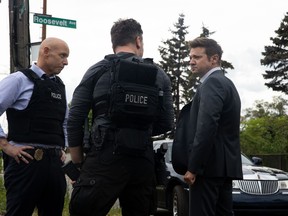 Kingston's Hugh Dillon, left, stars as Ian and Jeremy Renner, right, as Mike of the Paramount+ series Mayor of Kingstown. The series was shot in Kingston throughout last summer.