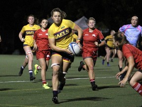 Queen's Gaels' Sophie de Goede in action against the York Lions at Nixon Field on Oct. 2, 2021.