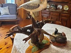 This blue heron carving by artist Brian Leeder was recently sold for $400, with all proceeds being donated to the Gananoque and District Humane Society.  
Supplied by Brian Leeder