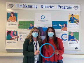 Blanche River Health is spotlighting the Timiskaming Diabetes Program. In the photo are North End team members Stephanie Robitaille RN, Kelsey MacKinnon, Dietitian.
