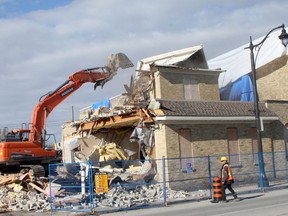 Demolition of the former Dinneys Fine Furniture at the corner of Main and Huron streets in Exeter started Nov. 4. A medical facility along with commercial space and apartments are planned for the site.