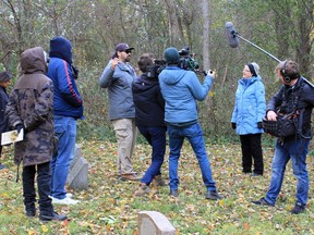 Exeter's Marlene Thornton, second from right, was interviewed in Lucan recently for a documentary about the Underground Railroad scheduled to air on Discovery in February 2022 for Black History Month.