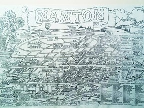 The old hand-drawn Nanton map. A new map is being made and it's expected to be available by May.