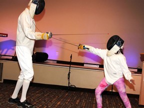 The 100-day countdown event to the 2022 Ontario Winter Games in Renfrew County included a fencing demonstration by coach John Willis of Petawawa and nine-year-old athlete Scarlett Aqiqi of Deep River who landed a hit and scored a point.