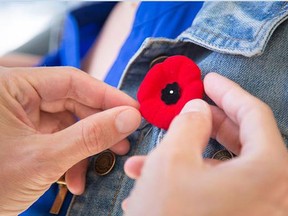 A traditional poppy is pinned.Submitted.