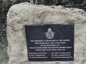 A memorial to the six airmen who died was unveiled on June 2, 2012, near the site of the crash.Photos provided by the Giffen family