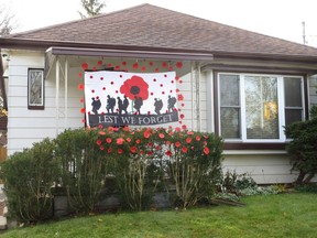 Strathroy residents Rob and Socorro Butler decorated their home for Remembrance Day, celebrating the 100th anniversary of the poppy being recognized as the official symbol of remembrance. Handout/Strathroy Age Dispatch