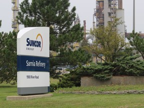 The Suncor refinery on the St. Clair River in Sarnia.