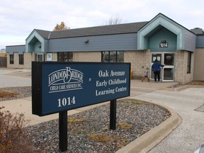 The London Bridge Child Care Services early childhood learning centre on Oak Avenue in Sarnia is shown in this photo. Lambton County is providing a fee holiday in December for county residents who use licensed day care located within the county's boundaries.