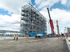 Recent progress on construction of Origin Materials Sarnia manufacturing site is shown in this photo provided by the company.