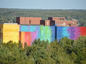 This multicoloured mural was intended to brighten up the old hospital on Paris Street. However, critic Arne Suutari says city council's failure to buy the old hospital is an example of how Sudbury's leaders have failed the community. Jim Moodie/Sudbury Star