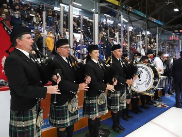 A Remembrance Day ceremony was held prior to the Wolves game against the Niagara IceDogs at the Sudbury Community Arena in Sudbury, Ont. on Friday November 5, 2021. John Lappa/Sudbury Star/Postmedia Network
