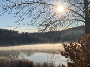 Steam fog hovers over McCharles Lake in Naughton, Ont. on Friday November 5, 2021. John Lappa/Sudbury Star/Postmedia Network