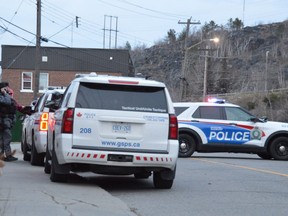 A section of Mountain Street between St. Joseph and Mont Adam was blocked off Thursday afternoon as Greater Sudbury Police responded to an incident. Members of the tactical unit were present and an ambulance could be seen idling alongside the Louis Street Tot Lot. Shortly after 6 p.m., police tweeted that the incident had been resolved and the street was reopened, but gave no other details. Jim Moodie/Sudbury Star