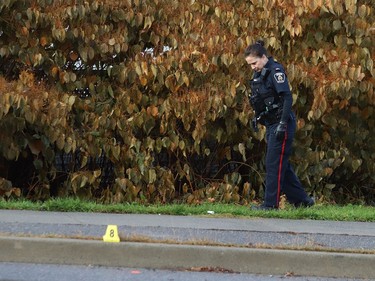 Greater Sudbury Police are investigating an incident involving multiple gunshots on Mont Adam Street near Mountain Street in Sudbury, Ont. on Friday November 12, 2021. Police received a call about the weapons complaint around 5:20 a.m. Police arrived on scene and located multiple ammunition casings. Police said in a release that there have been no injuries reported and no property damage has been reported. John Lappa/Sudbury Star/Postmedia Network