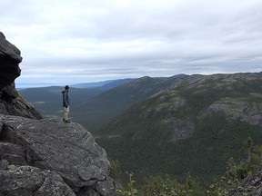 Adventurer and book author Adam Shoalts gazes over the rugged, unpopulated wilds of Labrador from a perch in the Mealy Mountains. Supplied