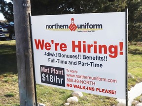 Northern Uniform on Algonquin Road in Sudbury, Ont. is hiring. John Lappa/Sudbury Star/Postmedia Network