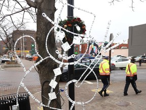 Christmas lights and decorations have being erected along downtown Sudbury streets for the festive season. John Lappa/Sudbury Star/Postmedia Network