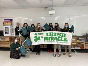 St. Patrick's Catholic High School students will be volunteering during the 38th annual Irish Miracle food drive, which will take place on Saturday, Dec. 4. Handout/Sarnia This Week