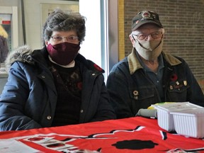 Jean and Con Raymond, members of Branch 287 of the Royal Canadian Legion in South Porcupine, were busy selling poppies at the Porcupine Mall on Tuesday. The couple have been Legion members for 24 and 65 years respectively. The Legion's annual poppy campaign kicked off Friday.

ANDREW AUTIO/The Daily Press